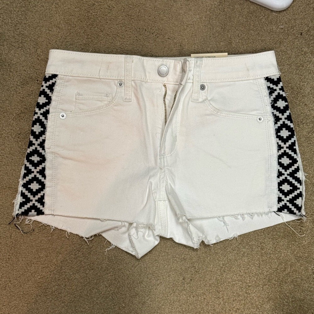 Women's Boho White Denim Shorts NWT